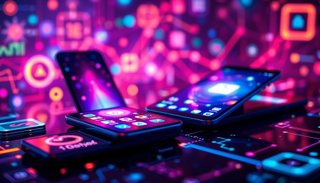 Up-to-date App Industry Updates showcasing mobile app growth and industry trends in a vibrant